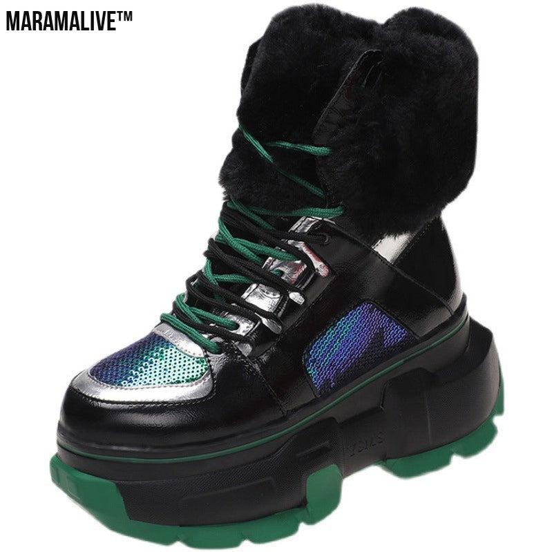 Women's Platform And Velvet Snow Boots