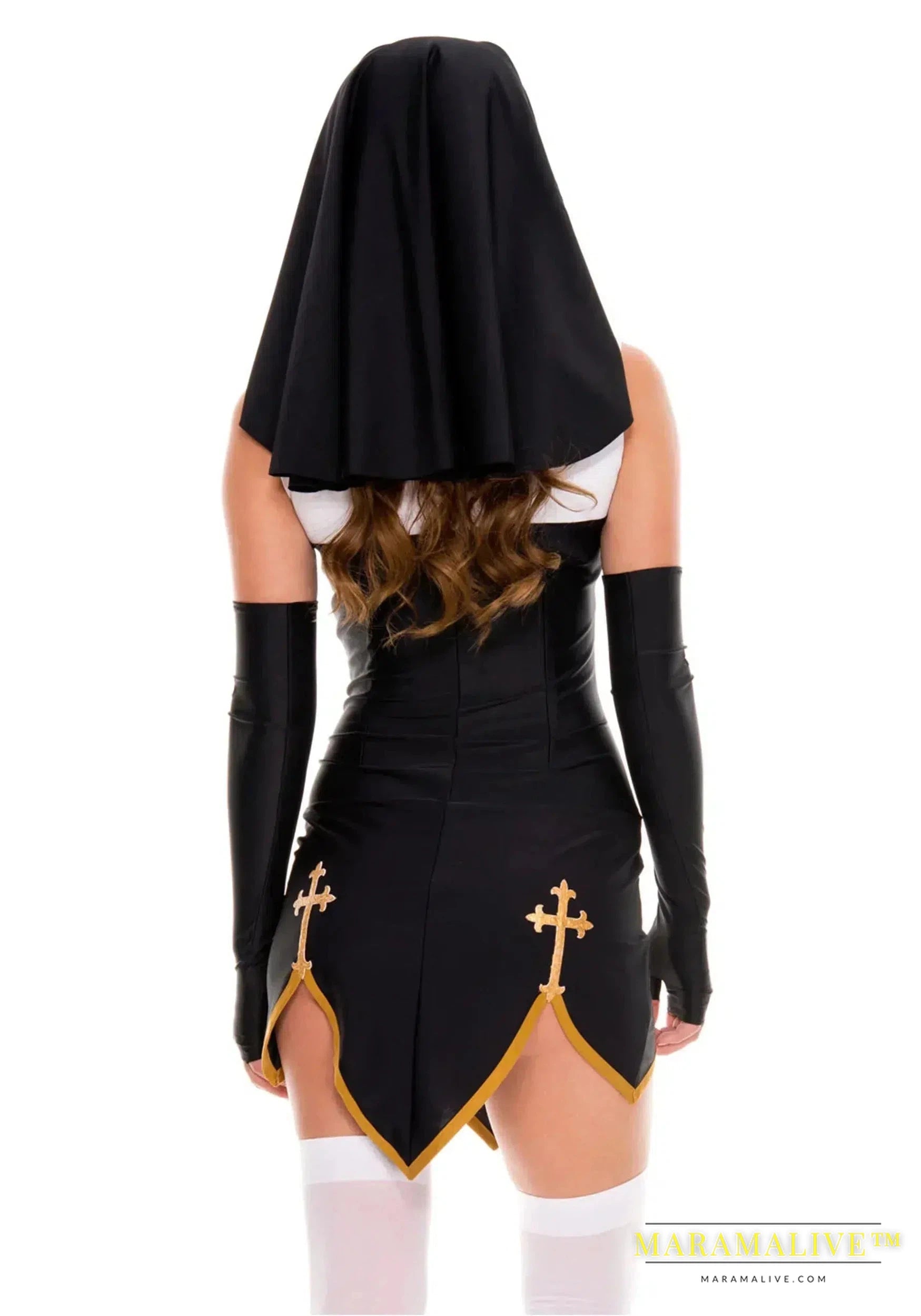 Women's Sexy Nun Cosplay Costume Carnival Halloween Fantasia Fancy Dress