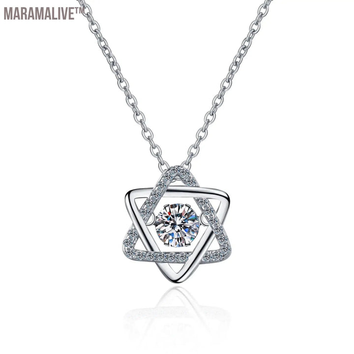 Women's Silver Moissanite Star Necklace | Celestial Jewelry