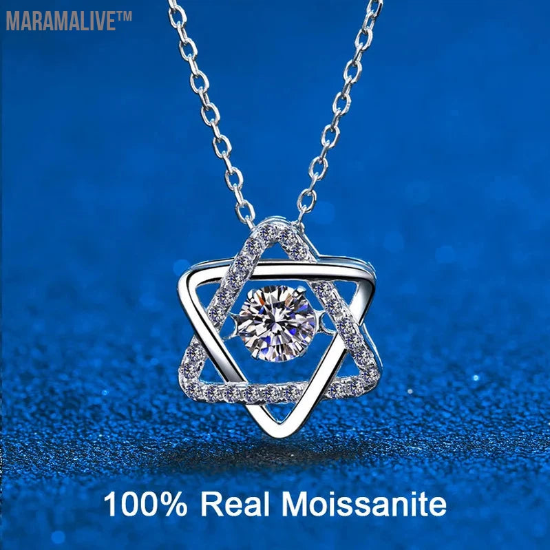 Women's Silver Moissanite Star Necklace | Celestial Jewelry