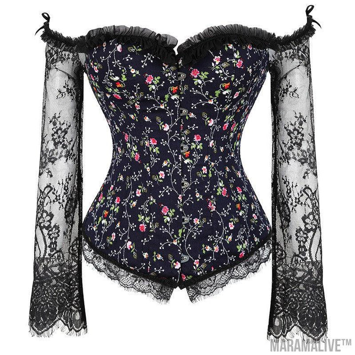 Women's Steampunk Gothic Lace Corset Bustier Top