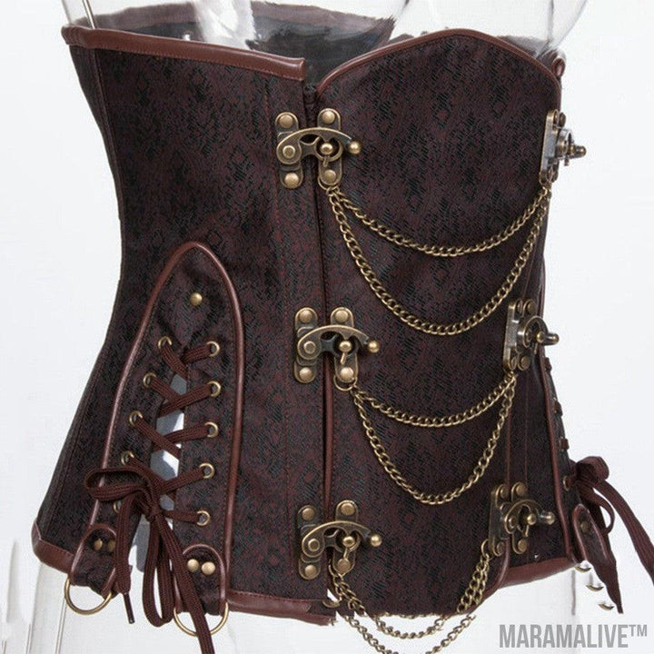 Women's Steampunk Metal Chain Punk Shapewear Corset