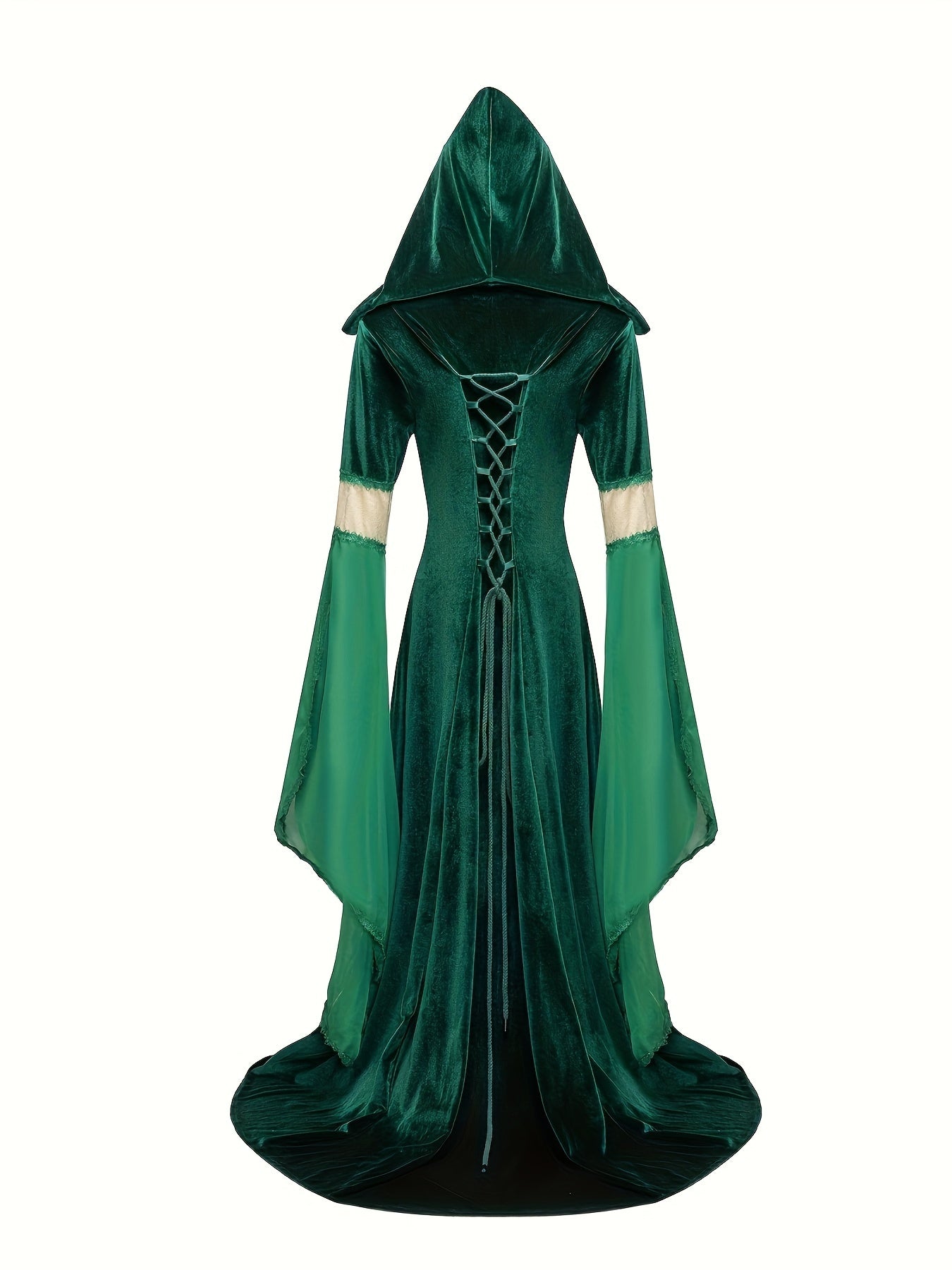 Women's Velvet Medieval Bell Sleeve Hooded Gown, Gothic Renaissance Costume for Parties & Fairs