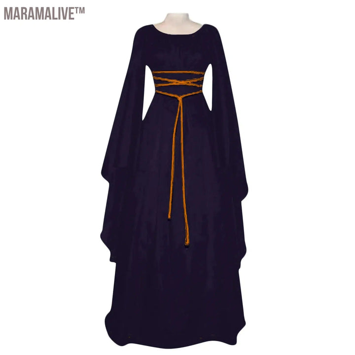 Women's medieval dress Vintage Halloween Cosplay Costume Witch Vampire Goth Dress Black Woman medieval costume vestido medieval