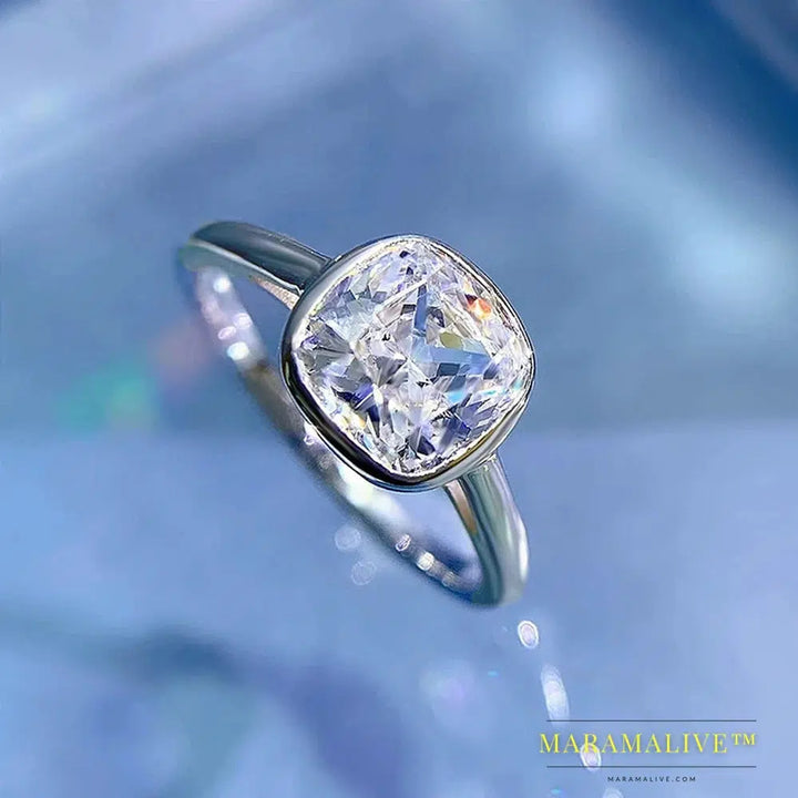 Wong Rain 18K Gold Plated 925 Sterling Silver Crushed Ice Cut 7*7 MM High Carbon Diamond Gemstone Ring Fine Jewelry Wholesale