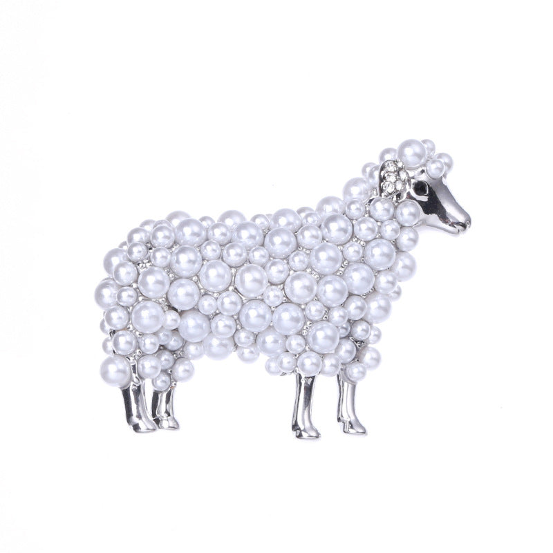 Wuli&baby 2-color Pearl Sheep Brooches For Women Unisex Lovely Animal Party Casual Brooch Pins Gifts