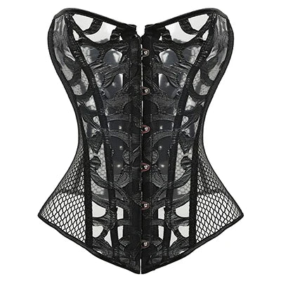 X New Steampunk Steel Boned Lace up Back Sexy Body Bustier Overbust Corset Women Waist Cincher Corsets Black Plus Size S-6XL