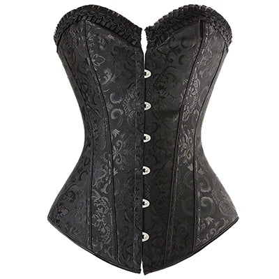 X New Steampunk Steel Boned Lace up Back Sexy Body Bustier Overbust Corset Women Waist Cincher Corsets Black Plus Size S-6XL