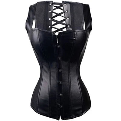 X New Steampunk Steel Boned Lace up Back Sexy Body Bustier Overbust Corset Women Waist Cincher Corsets Black Plus Size S-6XL