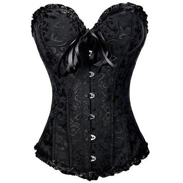 X New Steampunk Steel Boned Lace up Back Sexy Body Bustier Overbust Corset Women Waist Cincher Corsets Black Plus Size S-6XL