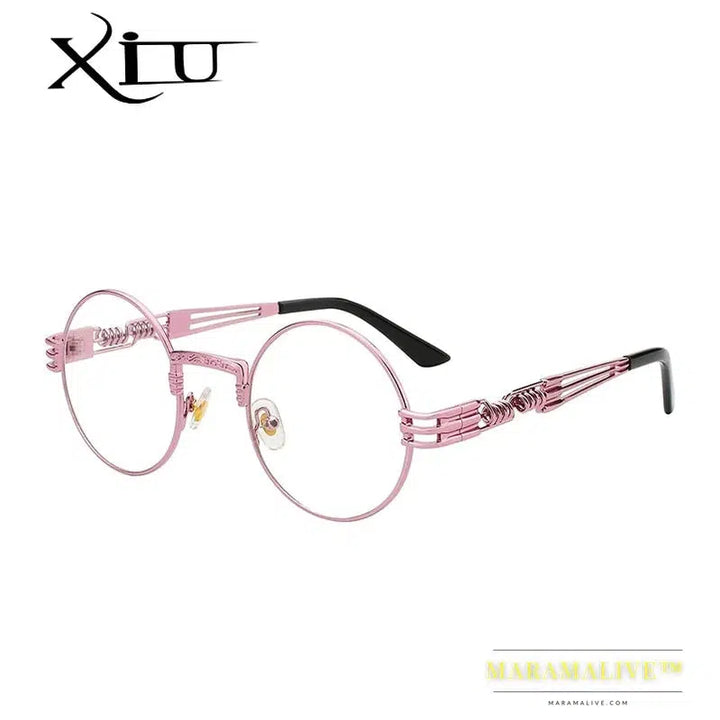 XIU Luxury Metal Sunglasses Men Round Sunglass Steampunk Coating Glasses Vintage Retro Lentes Oculos of Male Sun glasses