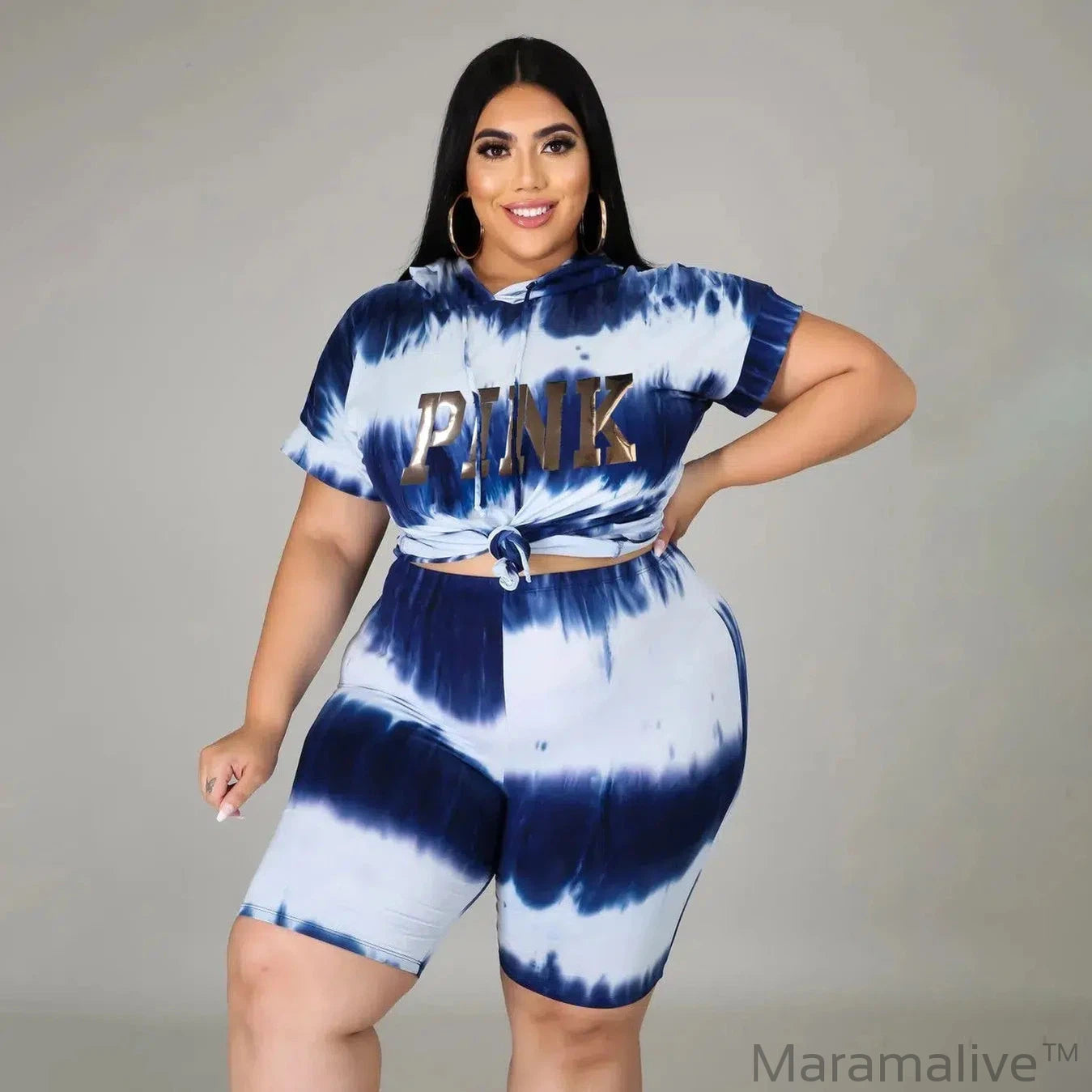 XL-4XL Plus Size Matching Sets Women Clothing Summer 2023 Fashion Tie Dye Hoodies Short Sleeve Two Piece Sets Female Outfits