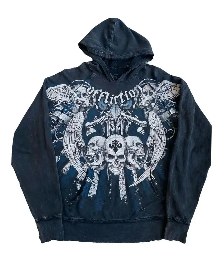 Y2k Hoodie High Quality Gothic Skull Printing Hip Hop Casual Sweatshirt Women Men Selling Personality Retro Hoodies Streetwear