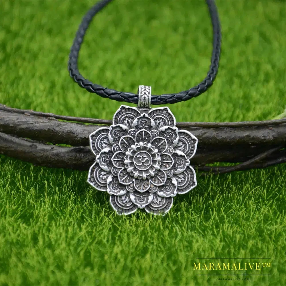 Yoga Spiritual KARMA Buddha Wiccan Lotus Flower Wicca Moon Necklace Men Women Accessories Witchcraft Witch Indian Jewlery