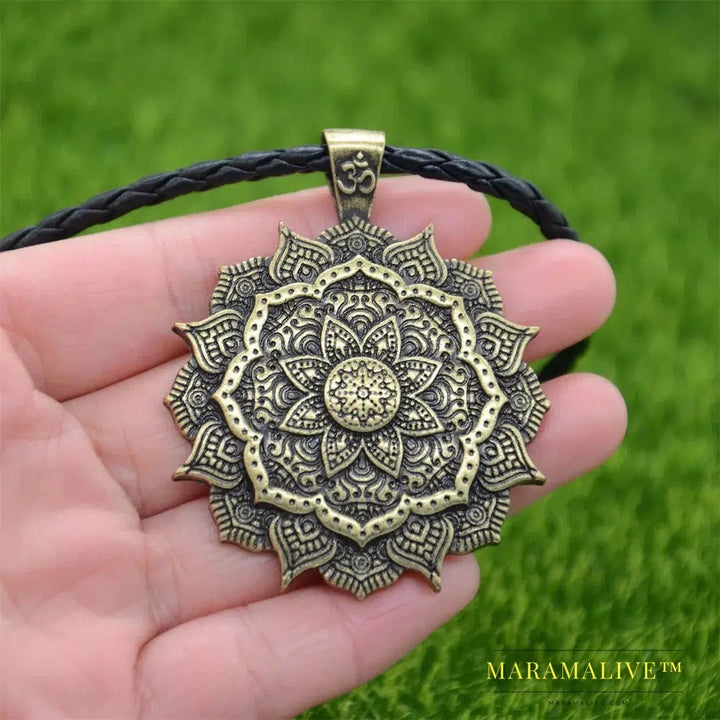 Yoga Spiritual KARMA Buddha Wiccan Lotus Flower Wicca Moon Necklace Men Women Accessories Witchcraft Witch Indian Jewlery