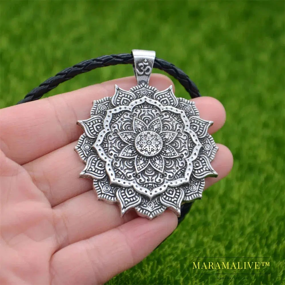 Yoga Spiritual KARMA Buddha Wiccan Lotus Flower Wicca Moon Necklace Men Women Accessories Witchcraft Witch Indian Jewlery