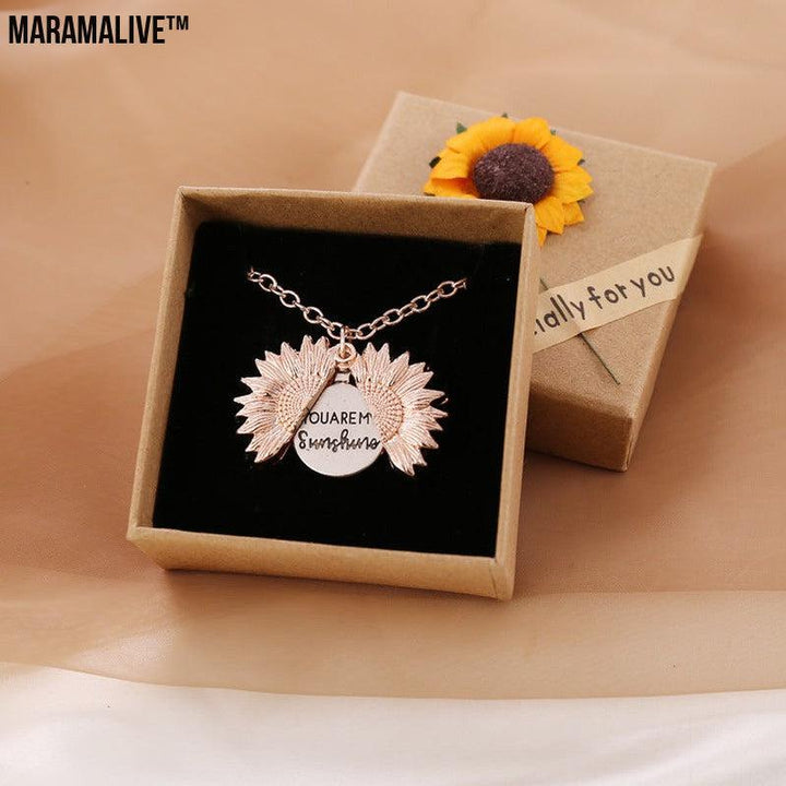 You Are My Sunshine Sunflower Necklace Women Men