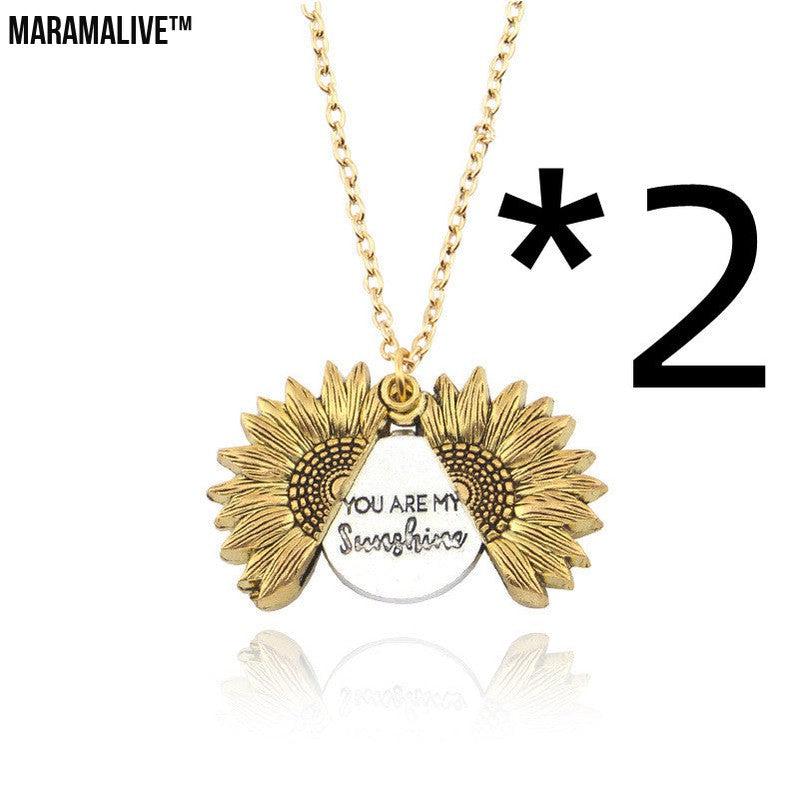 You Are My Sunshine Sunflower Necklace Women Men