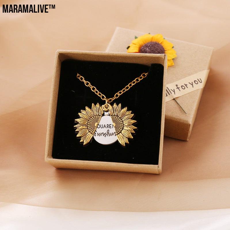 You Are My Sunshine Sunflower Necklace Women Men