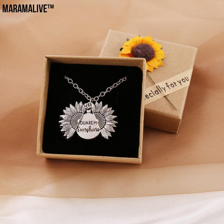 You Are My Sunshine Sunflower Necklace Women Men