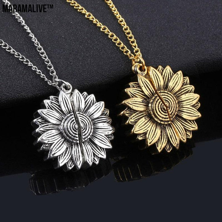 You Are My Sunshine Sunflower Necklace Women Men