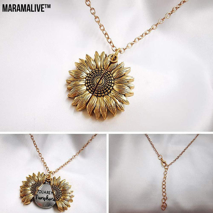 You Are My Sunshine Sunflower Necklace Women Men