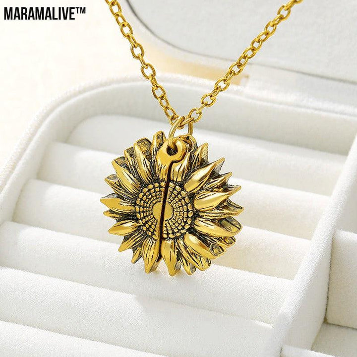 You Are My Sunshine Sunflower Necklace Women Men