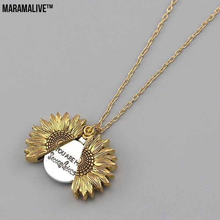 You Are My Sunshine Sunflower Necklace Women Men