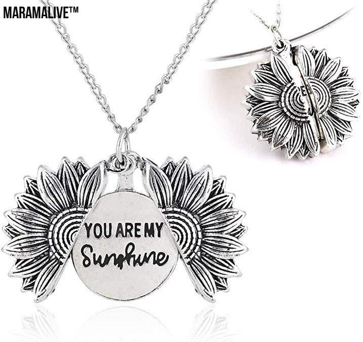 You Are My Sunshine Sunflower Necklace Women Men