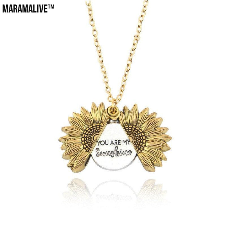 You Are My Sunshine Sunflower Necklace Women Men