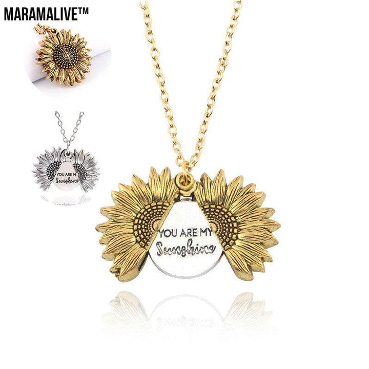 You Are My Sunshine Sunflower Necklace Women Men