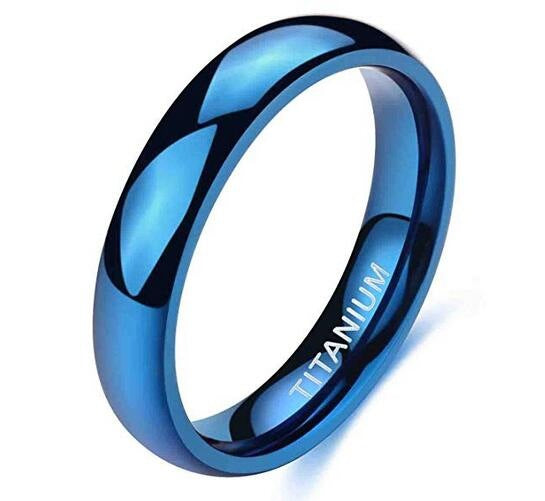 Factory Direct Sales Wide Surface 24mm Blue Titanium Steel Ring Polished Wedding Ring Men And Women Engagement Simple And Comfortable Neutral Ring