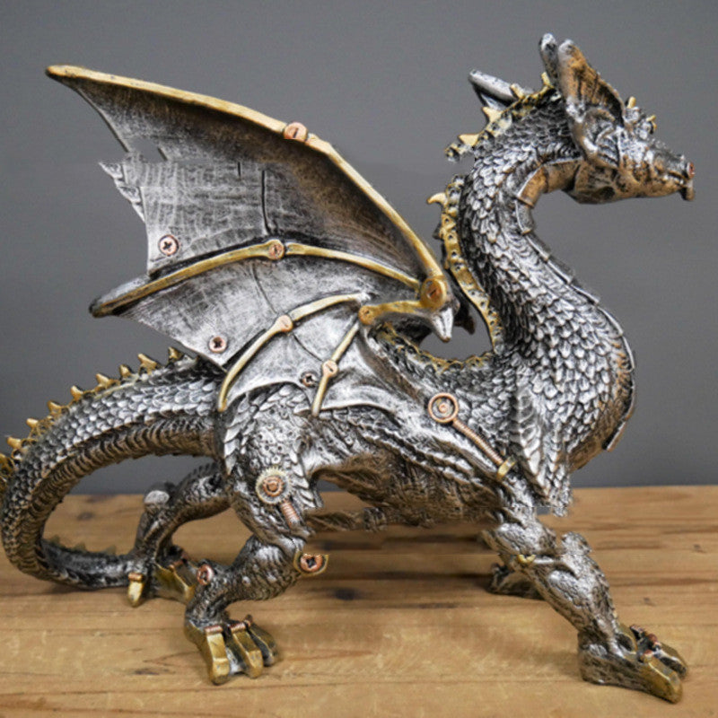 A Maramalive™ Steampunk Dragon Resin Craft Decorative Ornament on a table.