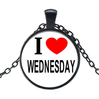 Punk Wednesday Character Glass Dome Pendant Necklace