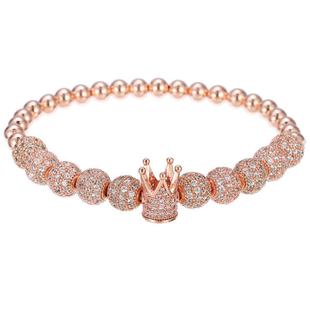 A set of four Maramalive™ Copper Bead Micro-inlaid 8mm Rhinestone Ball Crown Bracelets for someone with Exquisite Taste in Jewelry.