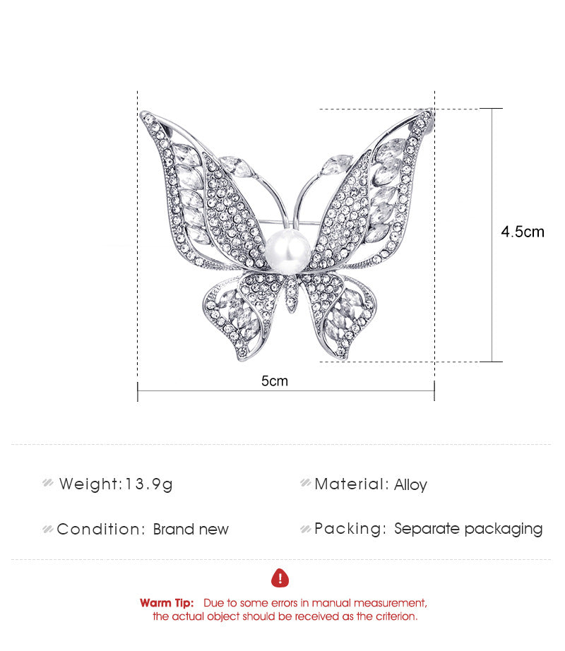 Fashion Diamond-studded Butterfly Brooch High-quality And