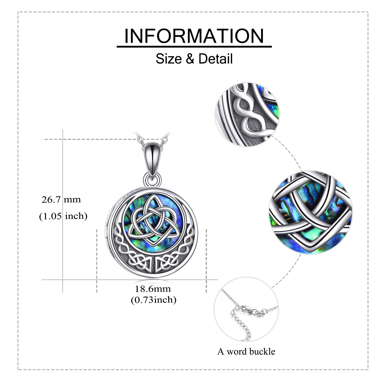 925 Silver Celtic Knot Photo Locket Necklace for Women