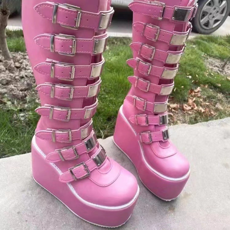 Maramalive™ Metal Buckle With Platform High Heel Plus Size Women's Boots