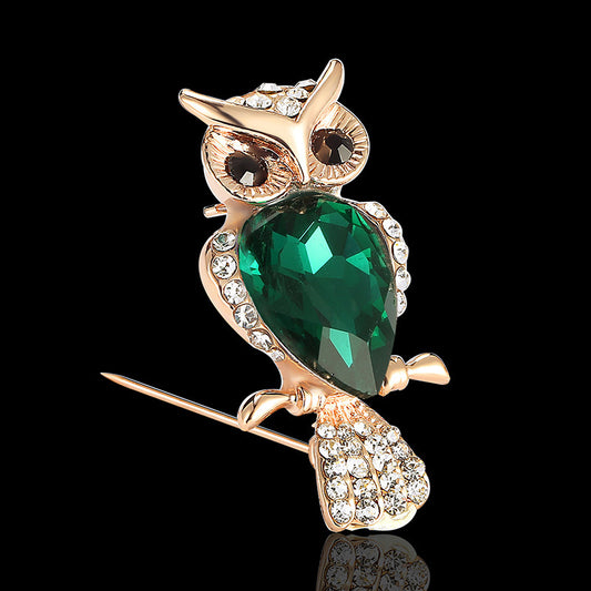 Alloy Brooch Diamond-studded Animal Owl
