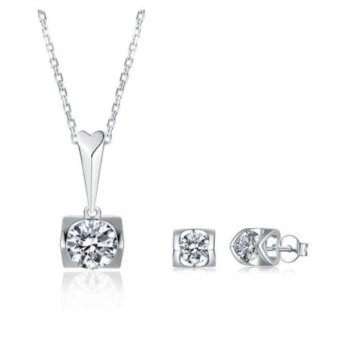 A Maramalive™ Beautiful S925 Sterling Silver Inlaid Moissanite Stud Necklace Two Piece Set - A Sparkle as Radiant as Your Love.