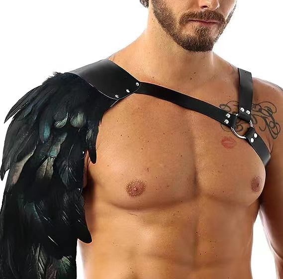 Medieval Feather Leather Shoulder Armor Chest Strap