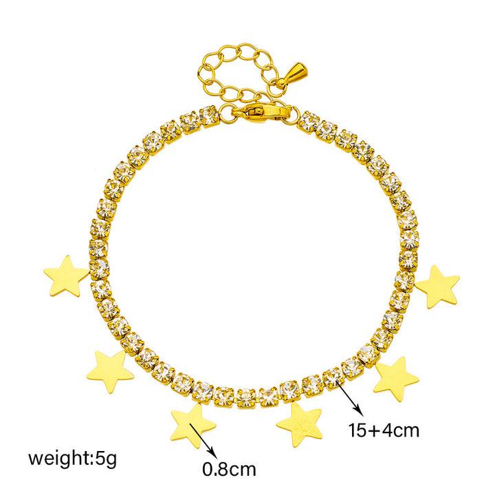A Women's Gang Drill Chain Titanium Steel Glossy Pentagram Bracelet on a Maramalive™ gold box.