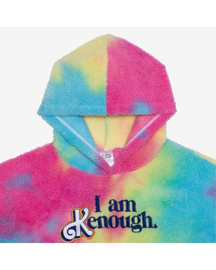 A vibrant Maramalive™ Lamb Velvet Lazy Style Loose Tie Dyed Hoodie proudly displays "I am Kenough" in decorative lettering on the front.