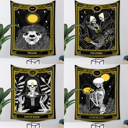 Four Tarot Tapestry Ins Psychedelic Background Cloth Boho with skeletons on them. (by Maramalive™)