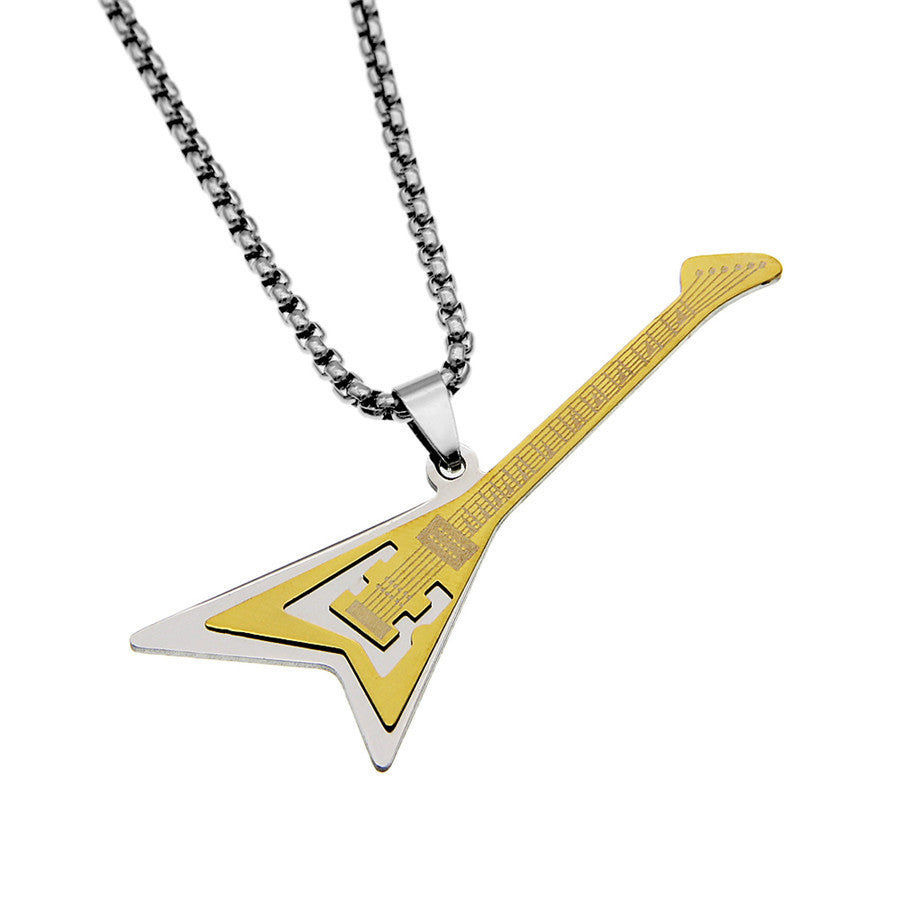 Gold on titanium steel Guitar pendant and chain from Maramalive™ 