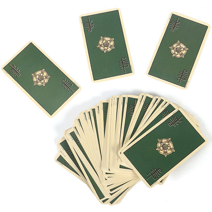A set of Borderless Waite Tarot Cards Oracle Card Visual Tarot Game with a green and gold design by Maramalive™.