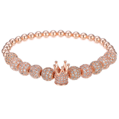 A set of four Maramalive™ Copper Bead Micro-inlaid 8mm Rhinestone Ball Crown Bracelets for someone with Exquisite Taste in Jewelry.