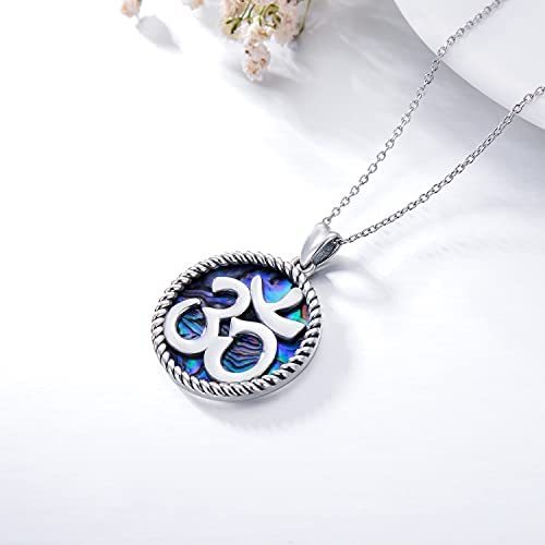 Abalone/Paua Shell, Sterling Silver Yoga Ohm Symbol Pendant Necklace 