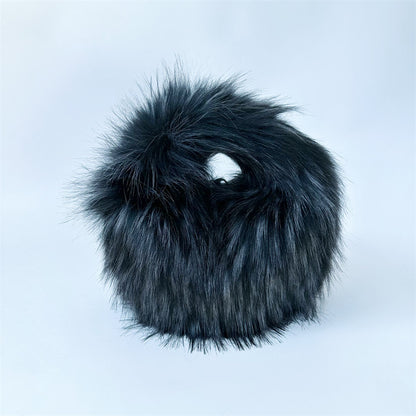 Artificial Raccoon Fur Ball Bag Plush Unique Punk Style Y2g