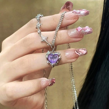 Women's Love Planet Pink Diamond Love Necklace